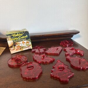 9 Pc. Dan-Dee Red Plastic Cookie Cutters Holidays CHRISTMAS Lot W/ Original Box